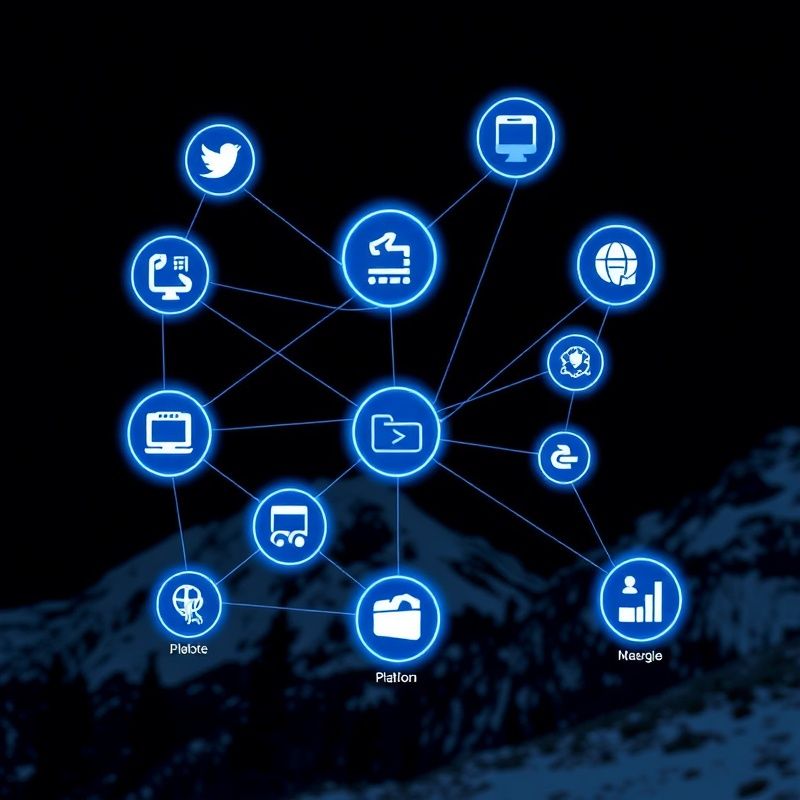 Diagram integracij programske opreme z indigo povezovalnimi črtami